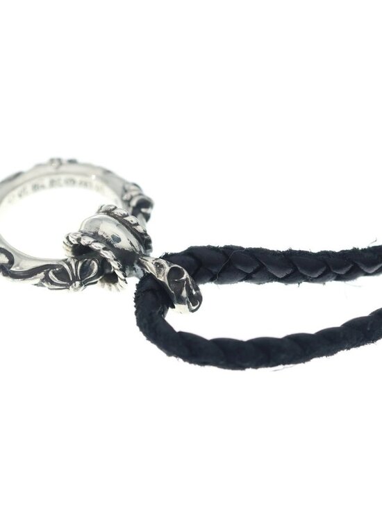 Chrome hearts leather braid - Gem Chrome Hearts Ewlp Sbtband Sbt Band Leather Braid Necklace Black Silver